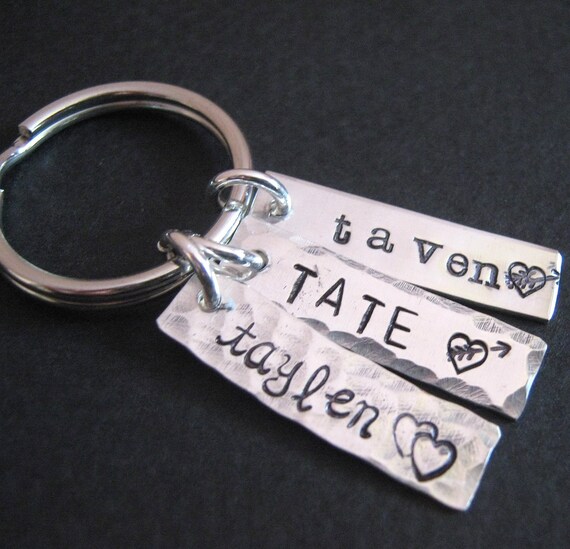 Items similar to Custom Keychain Three of Hearts Keepsake Keychain