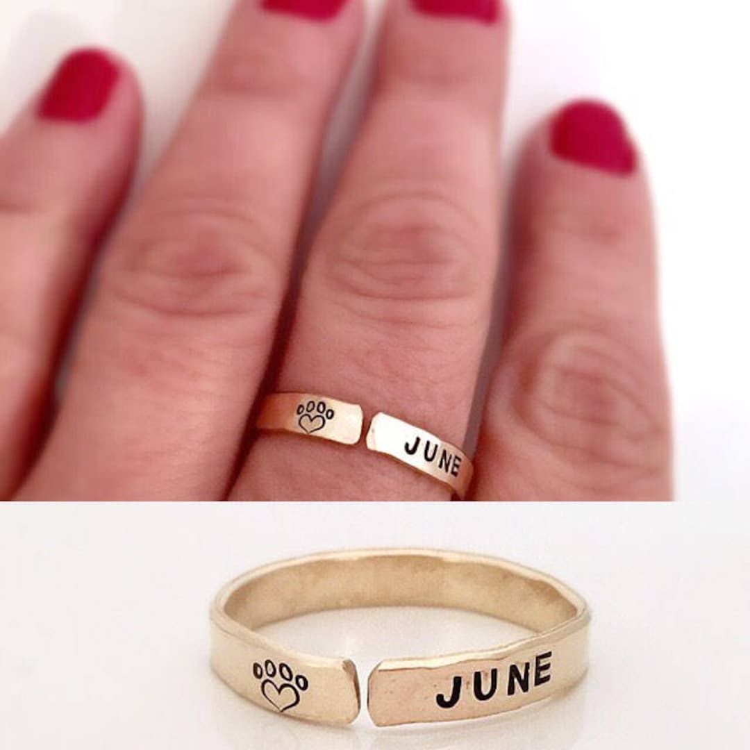 Loss of Dog Gift, Personalized Pet Ring Gold Dainty Ring Custom Dog ...