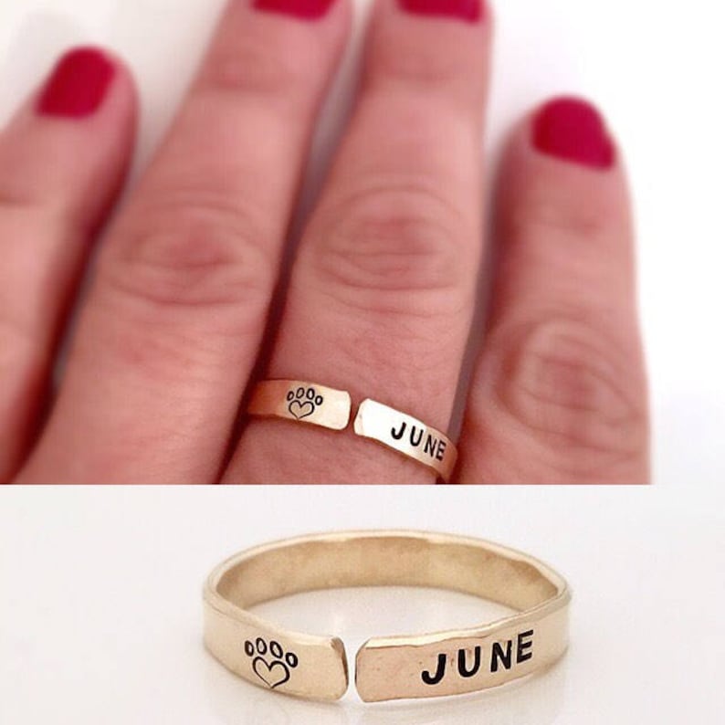 Personalized Pet Ring Gold Dainty Ring Custom Dog Ring Etsy