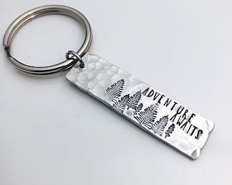 Forest Keychain Adventure Awaits Keychain - Best Friend Gift - Gift for Boyfriend  - Graduation Gift for him -  Moving Gift - Hiker Gift