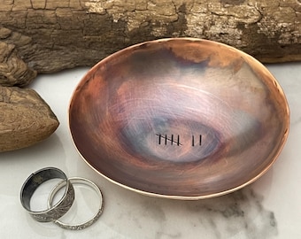 7th Anniversary Gift for him, 7 tally marks, Copper Anniversary Ring Dish