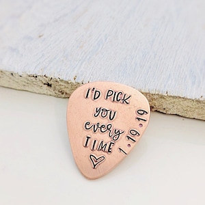 Valentines Gift for him - I&#39;d Pick You Every Time - Personalized Valentine&#39;s Day Gift - Gift for Boyfriend - Personalized Guitar Pick