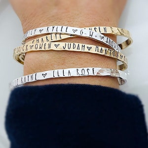 Mom Gift, Name Bracelet for Mom Grandma Mimi, Birthday Gift, Personalized Bracelet, Hand Stamped Jewelry for Her