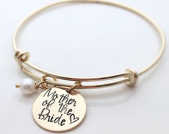 Mother of the Bride Bracelet - Mother of the Bride Gift - Gift for Mom Wedding - Gold Wedding Gifts for mom - Gold Charm Bracelet
