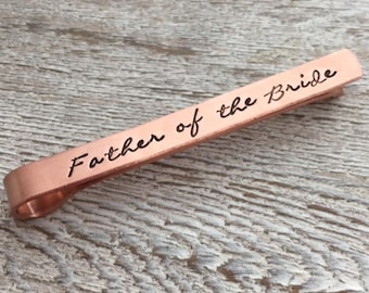 Father of the Bride Tie Clip - Father of the Bride Gift -  Copper Tie Clips - Wedding Party Gifts - Tie Bars - Dad Gift