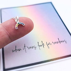 Inspirational Gift for Her, Tiny Rainbow Necklace, Dainty Necklace, When it rains look for rainbows, Encouragment Gift for Friend, Rainbow