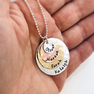 Mother's Day Gift - Personalized Gift for Mom - hand stamped mothers necklace - Grandma Necklace - Layered Necklace - Custom Name Jewelry