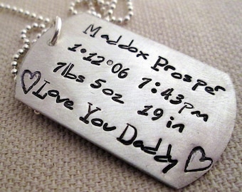 Father's Necklace - Dog Tag Necklace - personalized dog tag necklace