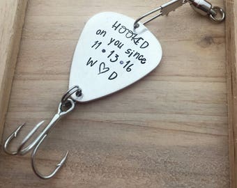 Mens Valentine Gift Ideas -  Personalized Fishing Lure - Hooked on You , Personalized Gift for Boyfriend Husband, Valentine's Gift for Him