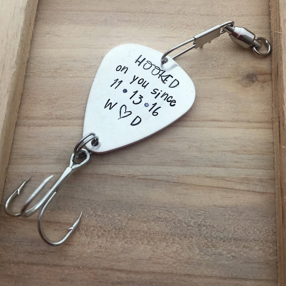 boyfriend fish hook Boyfriend Valentine Gift Ideas, Personalized Fishing Lure, Hooked on You ,  Personalized Gift for Boyfriend Husband, Valentine's Gift for Him