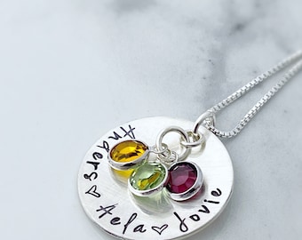 Mother's Day Gift for Grandma Mom Gigi,  Personalized Mother's Necklace with Birthstones and Names,  Custom Name Necklace