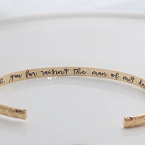 Mother of the Groom Gift Mother of Groom Bracelet Hidden Message Bracelet, Thank you for raising the man of my dreams, Gold filled image 5