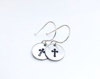 Teen Easter Basket Stuffer - Cross Earrings - Small Cross Jewelry - Confirmation Gift for girls - Simple Cross Earrings -