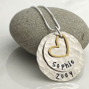 Personalized Gift for Mom, Hand Stamped Necklace with Names, Mother’s Day gift for granny mimi momma