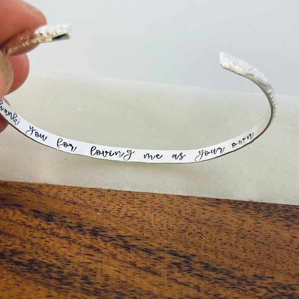 Mother of the Groom Gift, Step Mother Gift bracelet- Hidden Message Bracelet - Thank you for loving me as your own