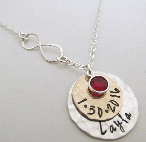 New Mom Charm Necklace With Birthstone, Mother's Day Personalized