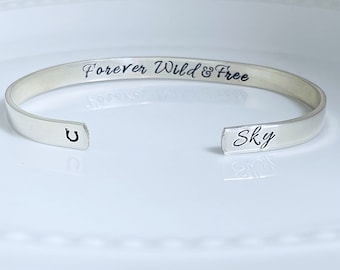 Personalized Horse Memorial, Pet Bracelet, Gift for Horse Loss, Horse Gift, Wild and Free