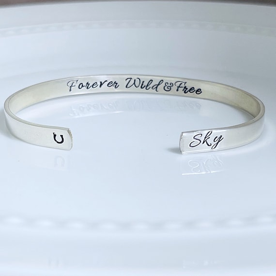 Personalized Horse Memorial, Pet Bracelet, Gift for Horse Loss, Horse Gift, Wild and Free