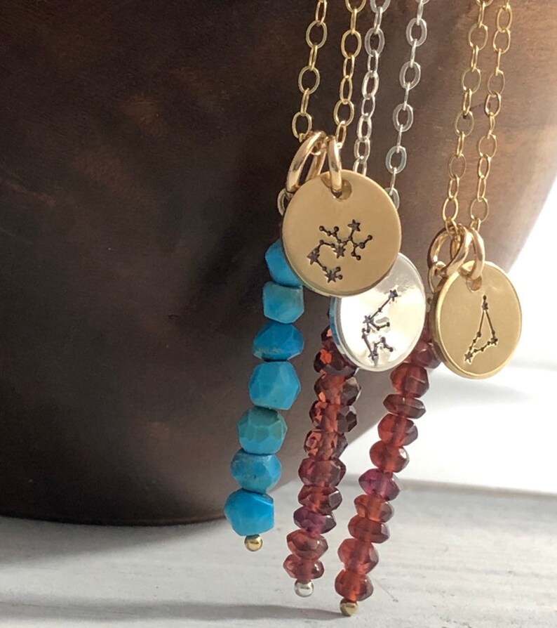 Gemstone Necklace March Birthday Amethyst Necklace Constellation Necklace February Birthday Gift for her Zodiac Gift