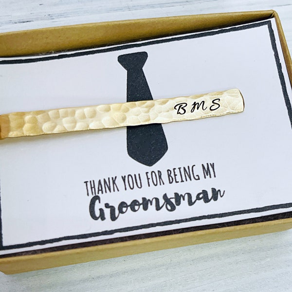 Groomsman Gift, Personalized Gold Tie Bar, Men’s Wedding Tie Accessory, Wedding Party Gifts