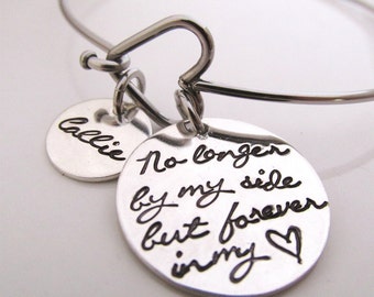 Pet Memorial Bracelet Gift - No longer by my side, Forever in my Heart Bracelet - Dog Remembrance - Pet Loss