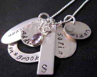 Family Necklace -   Large Family Mix It Collection -  Hand stamped necklace