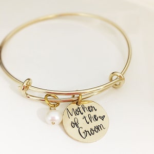 Mother of the Groom Bracelet - Mother of the Groom Gift - Gift for Mom Wedding - Gold Wedding Gifts for mother in law - Gold Charm Bracelet