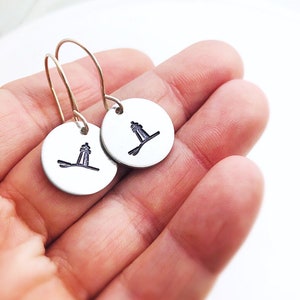 Lighthouse Earrings - Beach Lover Gift - Spring Earrings - Gift for Her - Nautical Jewelry - Disk Earrings - Lighthouse Gift