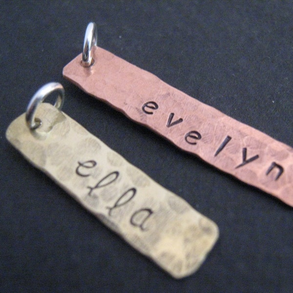 Hand Stamped Brass or Copper  Rectangle Tag