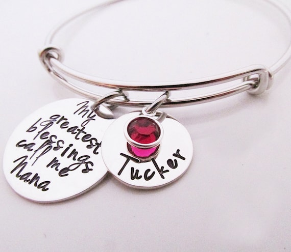 Personalized Charm Bracelet With Kids Names and Birthstones, Mom