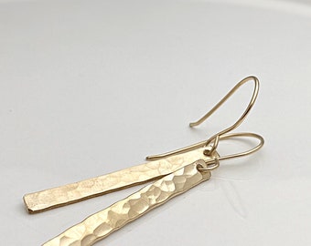 Gold Bar Earrings - Minimalist Earrings - Everyday Earrings - Jewelry gift for her - Slim Rectangle Earrings - Geometric Earrings - Long