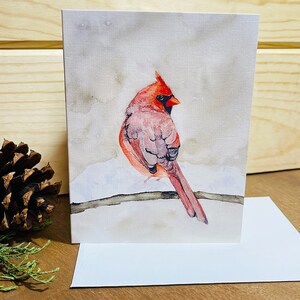 Cardinal Christmas Cards, Christmas Cardinal , watercolor Painted Cards, Winter Solstice Cards, Winter Bird Cards Notecards