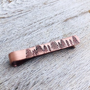 Pine Tree Forest Tie Clip - Gift for Outdoor Lover - Nature Tie Bar, Forest Tie Bar, Copper Tie Bar - 7th Anniversary Gift for Him