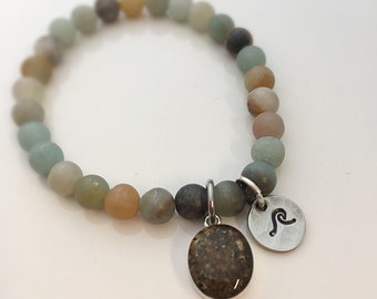 Custom Sand Jewelry - Wave Bracelet - Matte Amazonite Bracelet - Beach Gift for Her - Beach Lover Gift - Vacation Keepsake - Beaded Stones