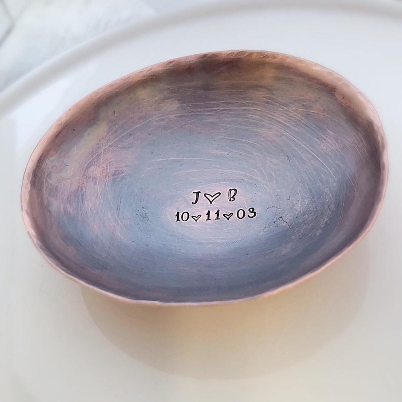 Copper Anniversary Ring Dish Personalized 7th Anniversary gift Wedding Ring Dish Engagement Gift for women Copper Wedding image 9