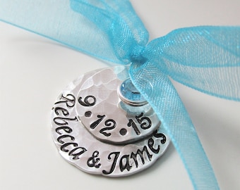 Personalized Something Blue Bridal Charm, Custom Wedding Charm,  Bouquet Charm, Gift for Bride