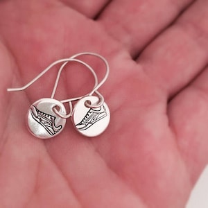 Sterling Silver Running Shoe Earrings: Hand Stamped Marathon Jewelry