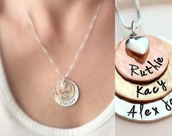 Personalized Gift for Mom, Stamped Necklace, Personalized Mothers Necklace, Grandma Gift, Custom Name Necklace, Mothers Day Gift for mom