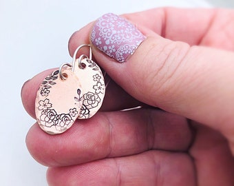 Flower Jewelry - Copper Earrings - Copper Anniversary gift for her - Flower Earrings - 7th Anniversary Gift for Wife