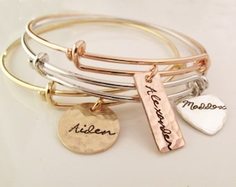 Mother Gift - Mother's Day Gift for Grandma - Stacking Bracelets Set of 3 - Personalized Bracelets - Layering Bracelets - Custom Bracelets