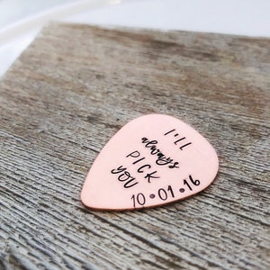 Men's Copper Anniversary Gift - I'll Always Pick You - copper guitar picks - personalized gift - 7 year anniversary gift - Gifts for Husband