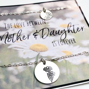 Mother Daughter Gifts - Mom Gift for Mother&#39;s Day - Daughter Gift - April Birthday Gift for Mother Daughters - Daisy Necklace - Birth Flower