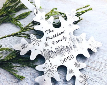 Family Christmas Ornament, Snowflake Ornament, Personalized Ornament, Christmas Tree Ornament, Personalized Gift under 30, 2020 Ornaments