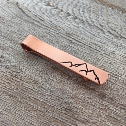 Mountain Tie Bar Copper Tie Clip Hand Stamped Tie Clip Etsy