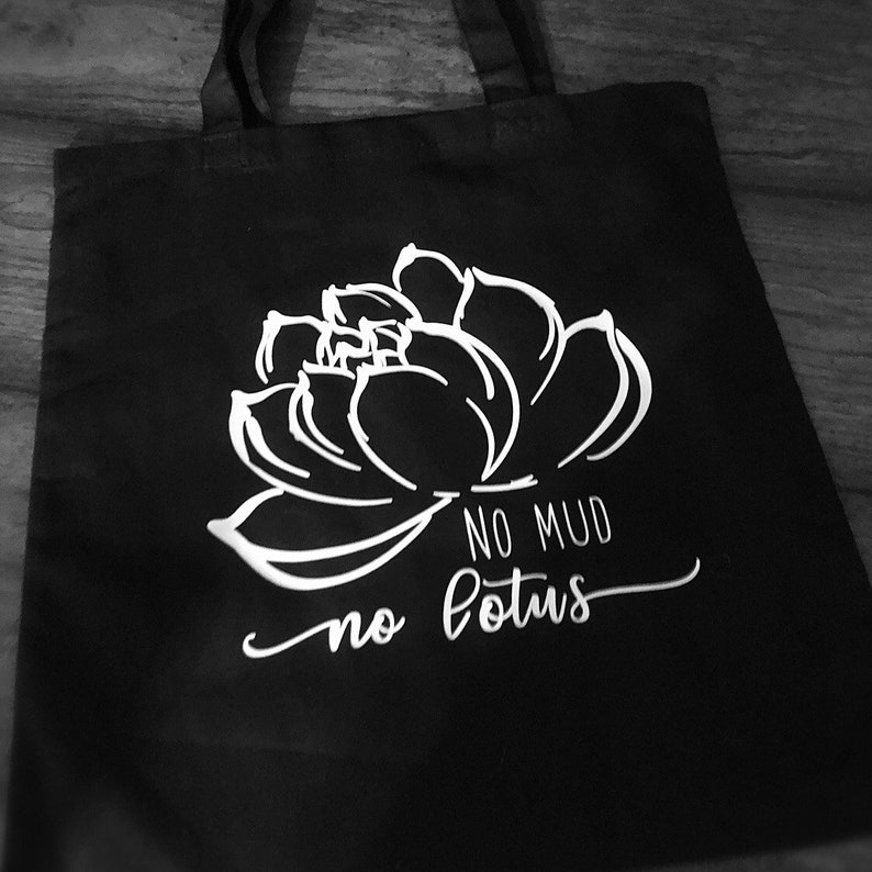 best friend gift No mud no lotus tote bag yoga gift for her yoga bag reusable bag lotus bag lotus flower bag