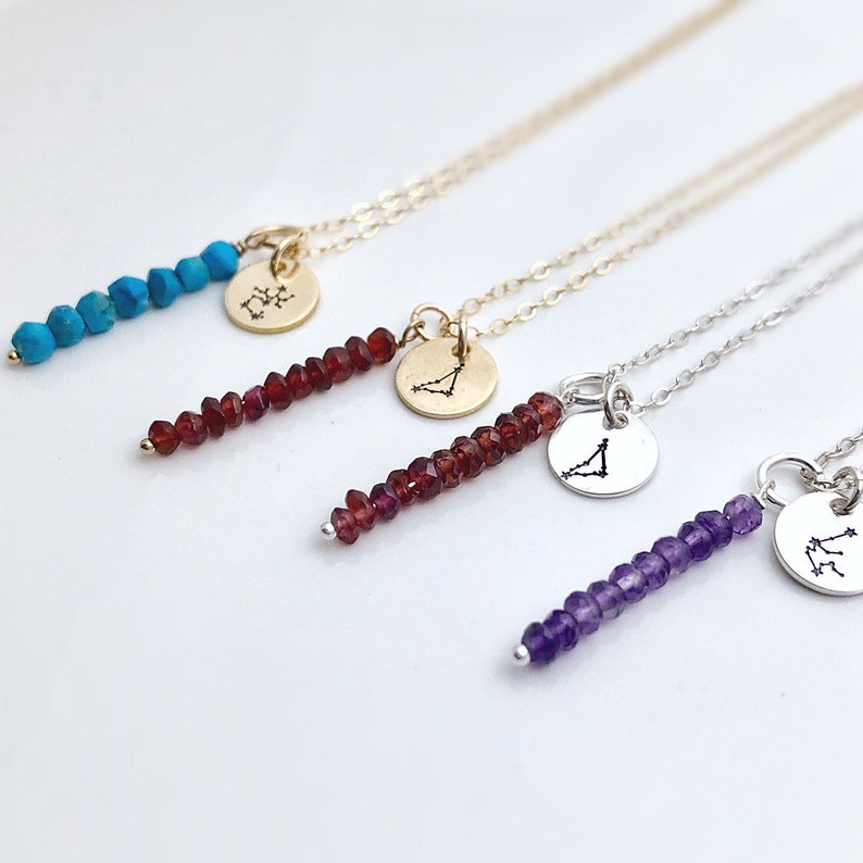 Gemstone Necklace March Birthday Amethyst Necklace Constellation Necklace February Birthday Gift for her Zodiac Gift