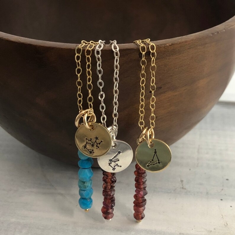 Gemstone Necklace March Birthday Amethyst Necklace Constellation Necklace February Birthday Gift for her Zodiac Gift