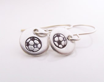 Small Soccer earrings - Soccer Mom - silver earrings - soccer ball earrings - sports earrings - Soccer Girl Gift - Girls Soccer Team Gifts