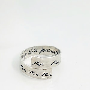 Wave Jewelry, Hidden Message Jewelry, Graduation Gift for Friend, Aluminum Ring, Enjoy the Journey,  Wave Ring,