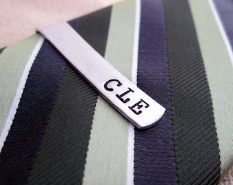 Personalized Men's Skinny Tie Bar Monogramed Tie Clip - Aluminum - Gift for Him Birthday - Custom Tie Bar - Personalized Gift for Boyfriend